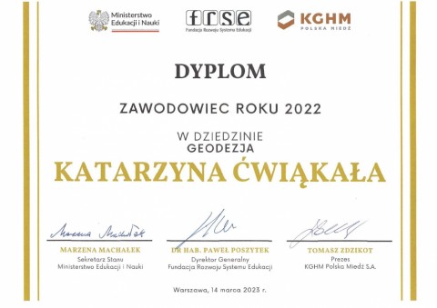 Zawodowiec Roku 2022 – Pani Katarzyna Ćwiąkała