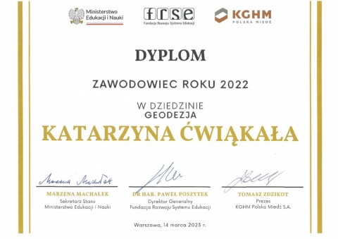 Zawodowiec Roku 2022 – Pani Katarzyna Ćwiąkała