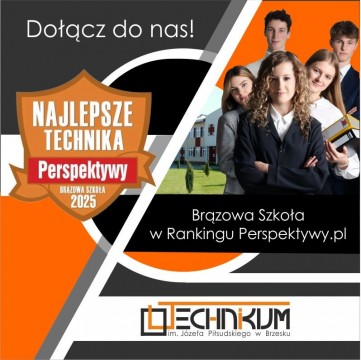 Brązowa tarcza w Rankingu Perspektyw 2025 dla Technikum im. J. Piłsudskiego w Brzesku