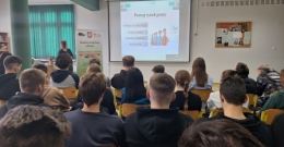 Spotkanie maturzystów z Technikum im. J. Piłsudskiego z przedstawicielami Powiatowego Urzędu Pracy w Brzesku