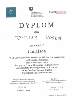 Sukces ucznia Zespołu Szkół w Czchowie w ogólnopolskim konkursie