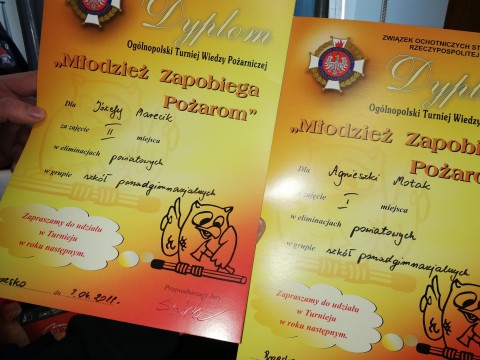 Sukces w Turnieju Wiedzy Pożarniczej