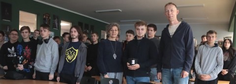 Spotkanie z p. Michałem Wszołkiem - absolwentem Technikum im. J. Piłsudskiego w Brzesku