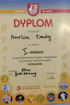 Uczniowie Technikum im. J. Piłsudskiego złotymi medalistami Mistrzostw Powiatu Brzeskiego w Pływaniu Indywidualnym