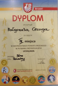 Uczniowie Technikum im. J. Piłsudskiego złotymi medalistami Mistrzostw Powiatu Brzeskiego w Pływaniu Indywidualnym